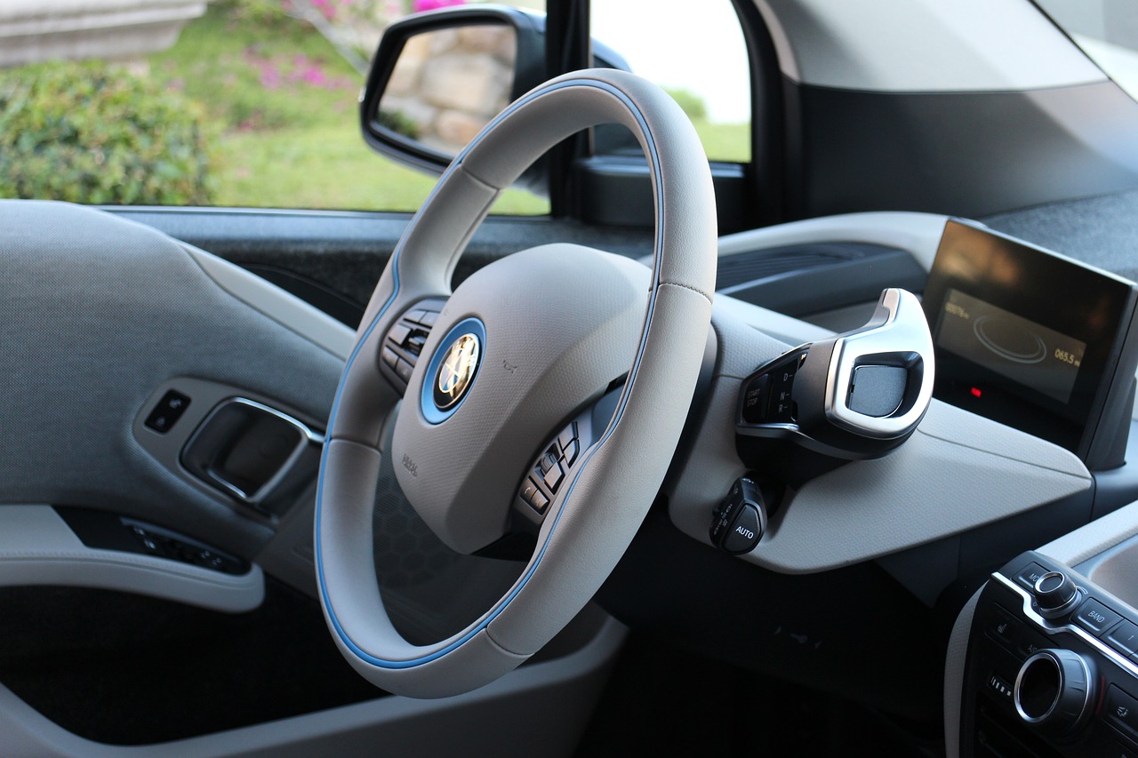 bmw, bmwi3, i3, car, car wallpapers, automobile, ev, electric, sedan, interior, blue car, blue interior