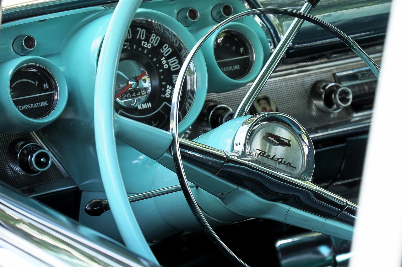 chevrolet air, antique car, dare, steering wheel, automobile, speedometer, usa, chevrolet, vehicle, bel air